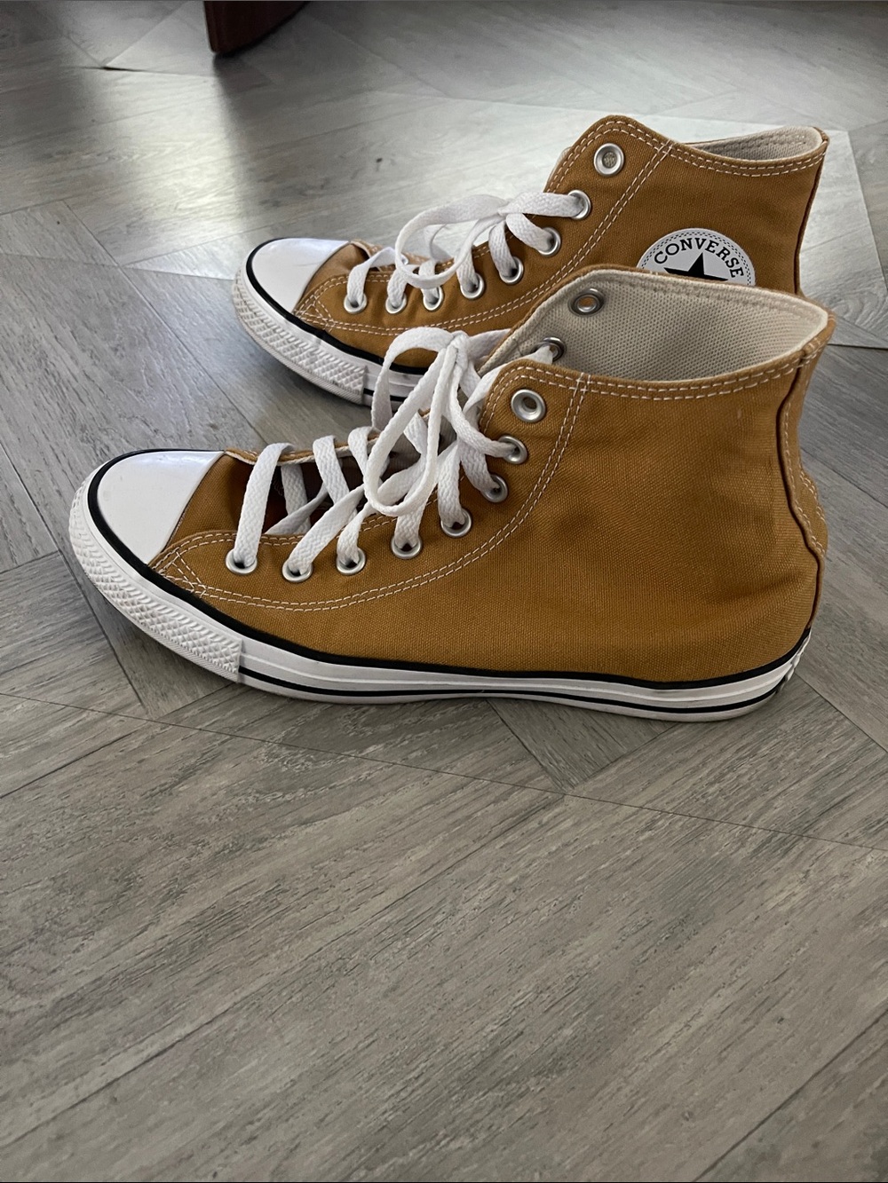 Converse High Top Sneakers in Camel with White Accents - Picture 4 of 6